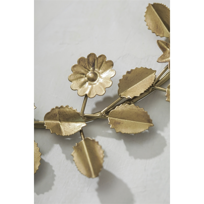 Golden Flowers/Leaves 12" Metal Wreath